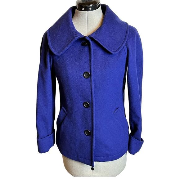 Theory Royal Blue Olivan 100 virgin wool pea coat Jacket size Small - Picture 1 of 14